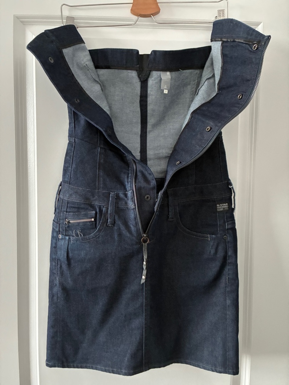 G-Star RAW Size M Vintage Y2K Strapless Denim Dress - Dark Blue - Picture 4 of 8